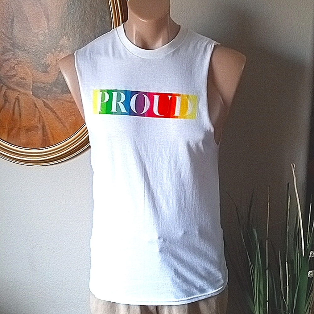 NEW The Phluid Project unisex Pride " PROUD " Tank Top Shirt. SMALL